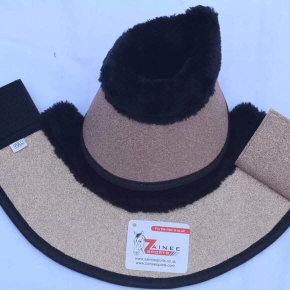 Glitter Rose Gold All Purpose English Saddle Pad with Matching Fly Bonnet, Boots - Picture 4 of 8